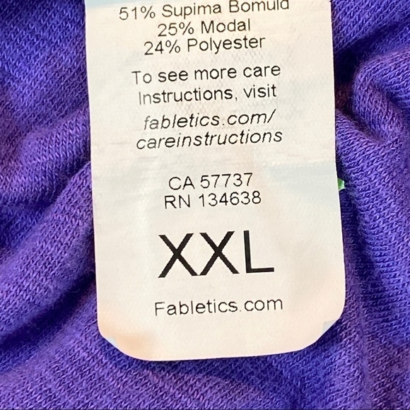 Fabletics Long Sleeve Tee Womens XXL Scoop Neck Purple Stretchy Activewear Top - Picture 7 of 11